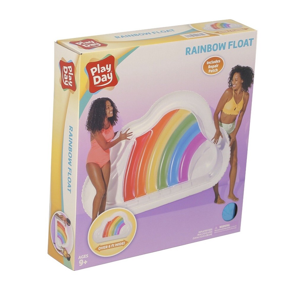 Play Day Inflatable Rainbow Swimming Pool Float 6FT Cloud Shape Summer Fun 💦