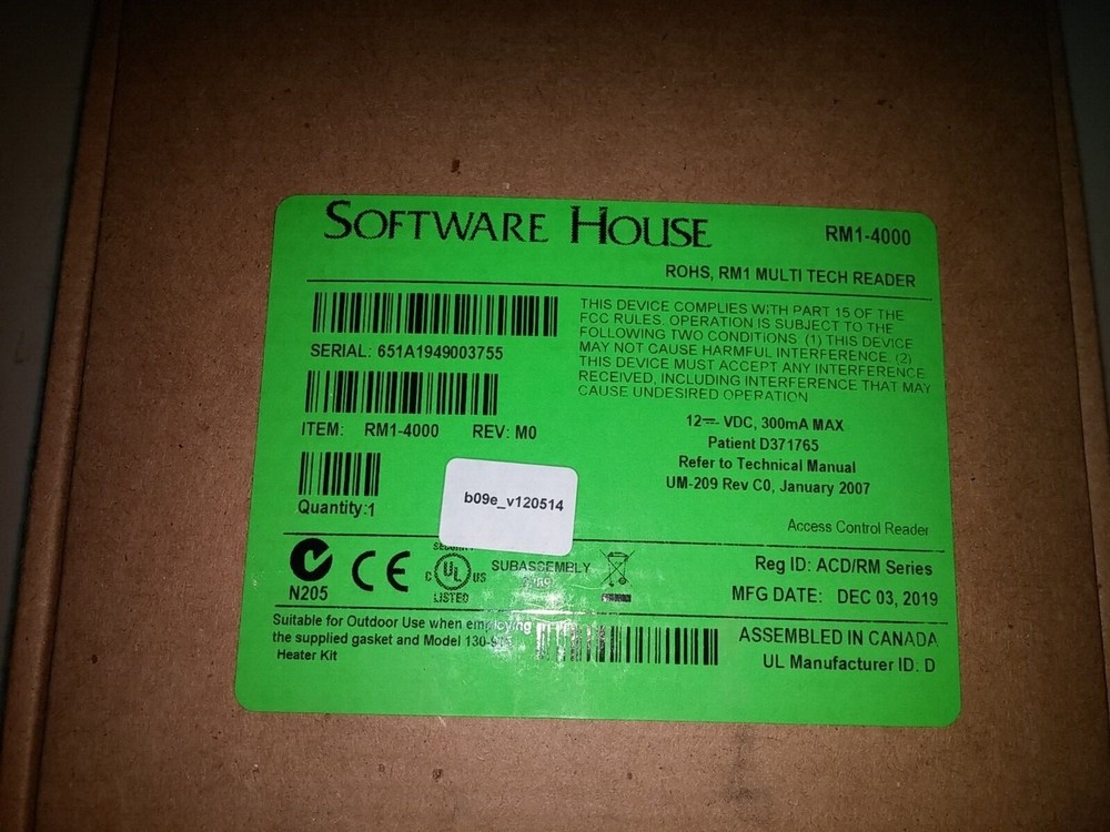 Software House RM1 / RM1-4000 Multi-Tech Wall Mount Access Control Reader NOS