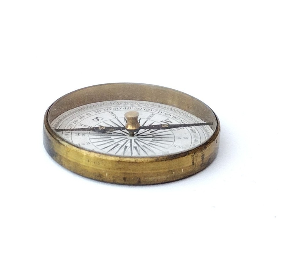 Victorian pocket compass & case.