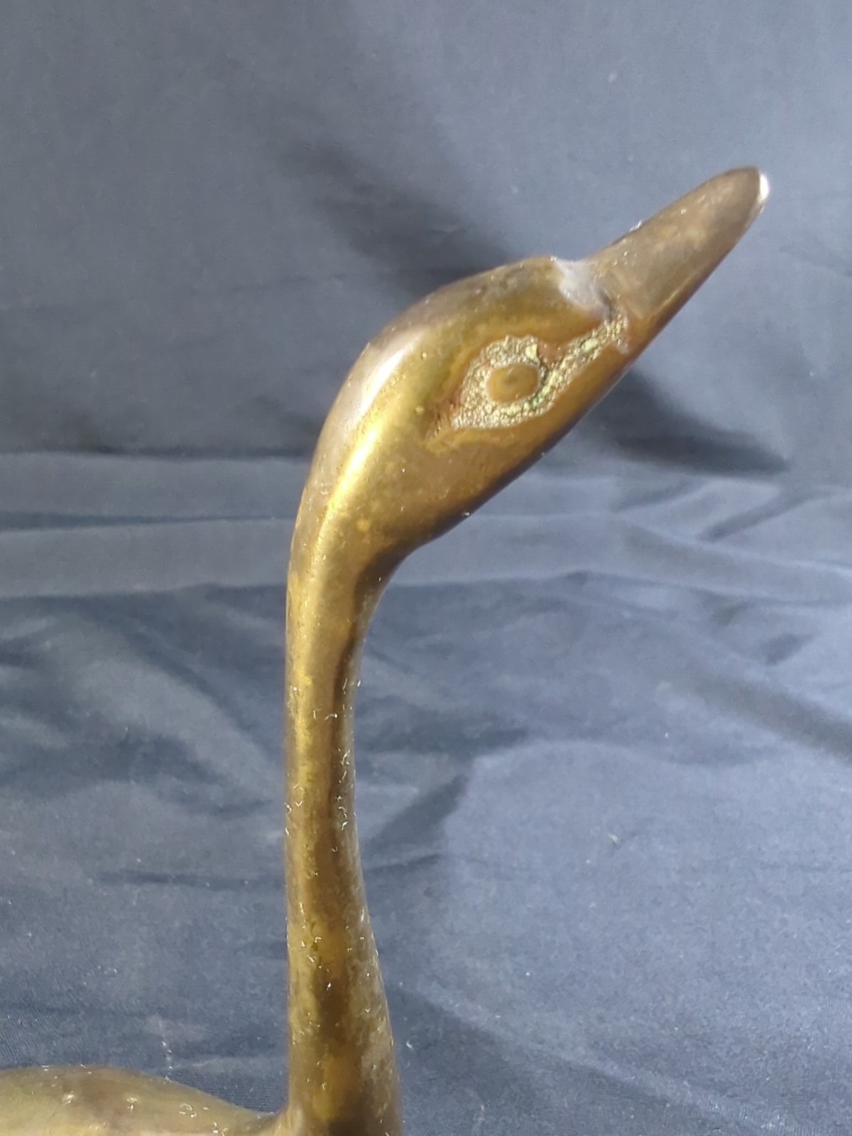 Pair Of Vintage Miniature solid Brass Swan Figurines Mid Century Modern Unique