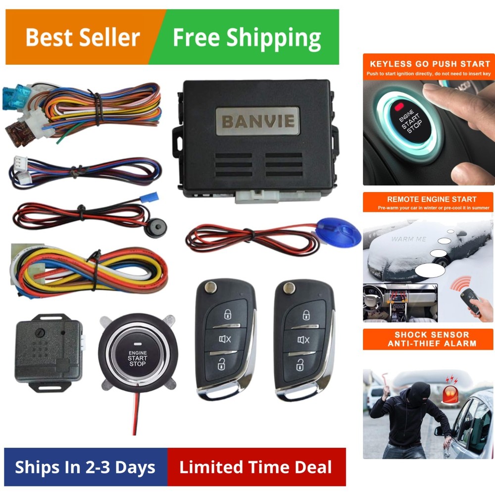 Car Keyless Entry Security Alarm System + ② Remote Engine Starter + ③ Push to...