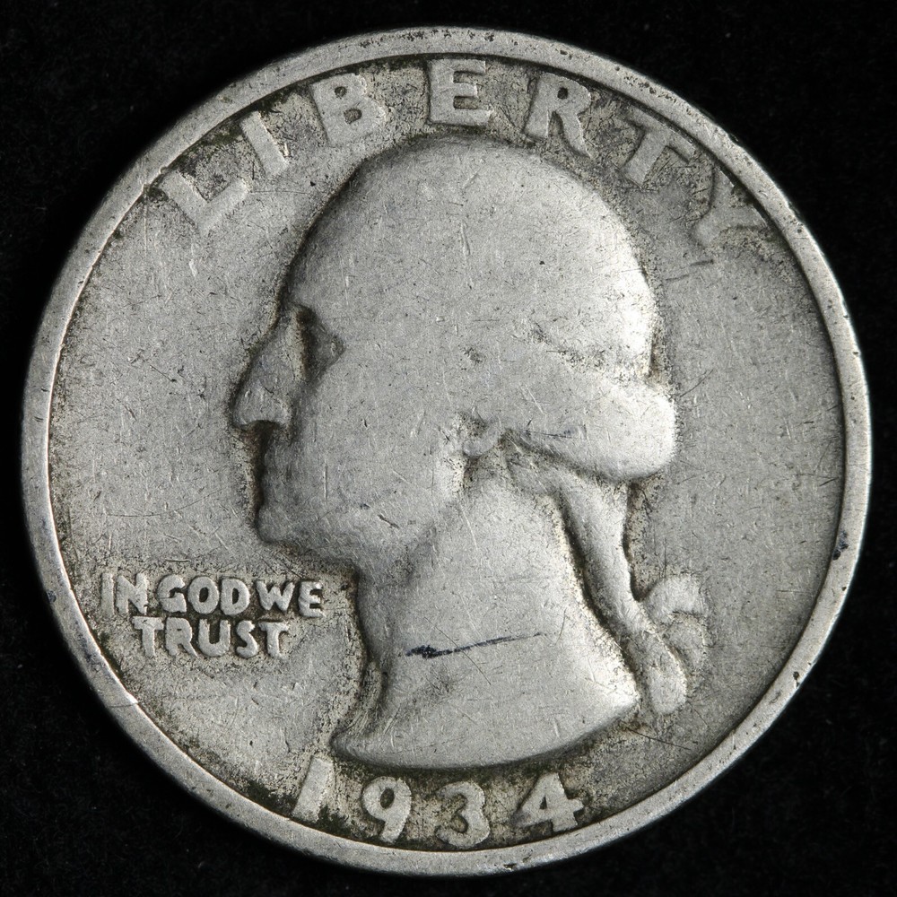 1934 DDO Washington Silver Quarter FINE E217 T