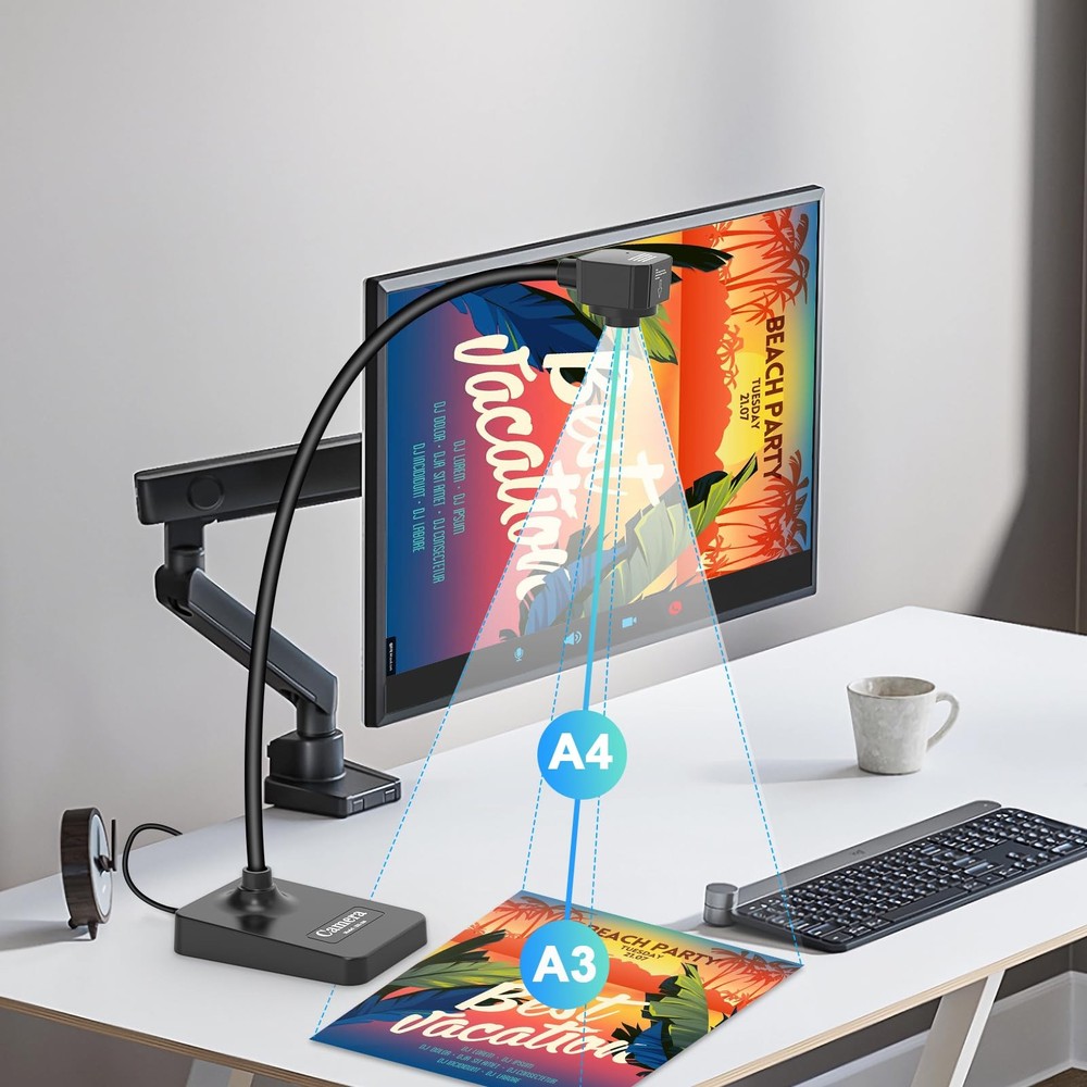 USB Document Camera for Teachers, Webcam for Distance Learning,Manual Focus C...