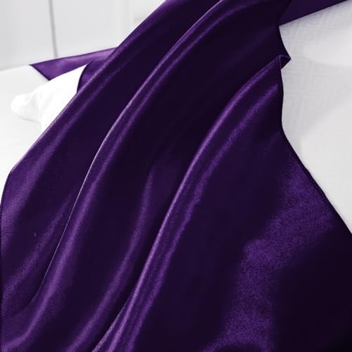 2 Pack Table Runners 12 x 108 Inch, Rectangular Smooth Satin Silk 2Pack Purple