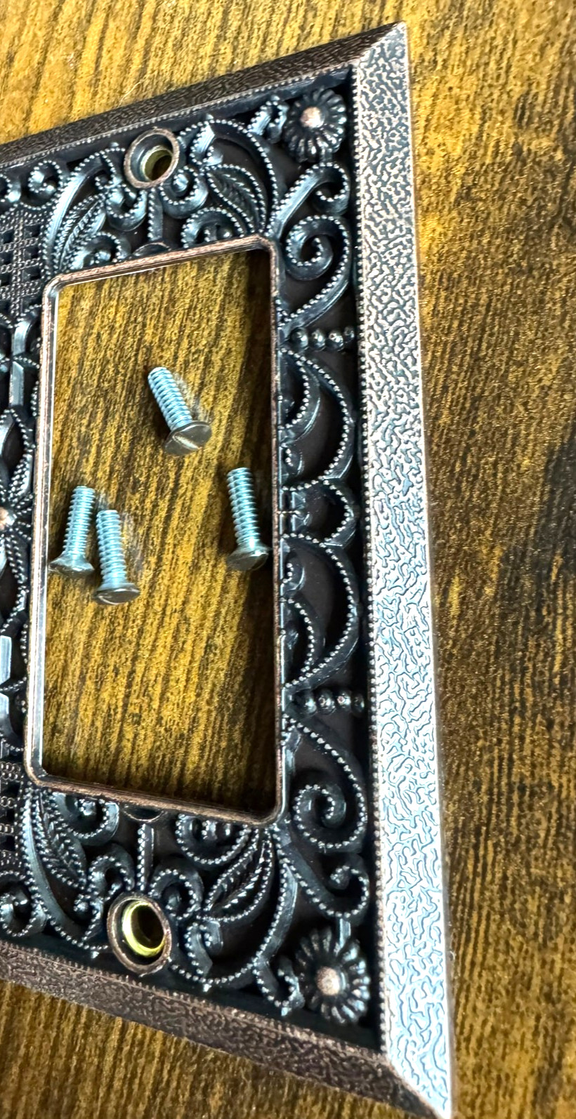 2: ANTIQUE Bronze Filigree Metal Outlet Light Switch Plate Cover Wall Rocker