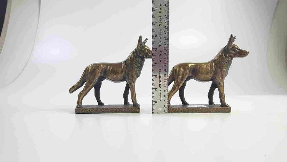 German Shepard Cast Bronze Statue Bookends