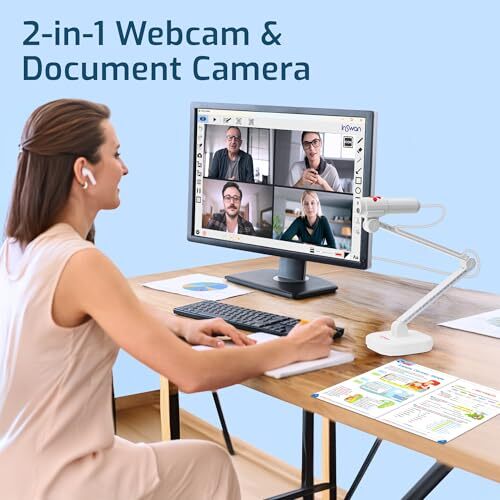 INS-3 Handheld Webcam/USB Document Camera for Classroom Built-in Mic Light Au...