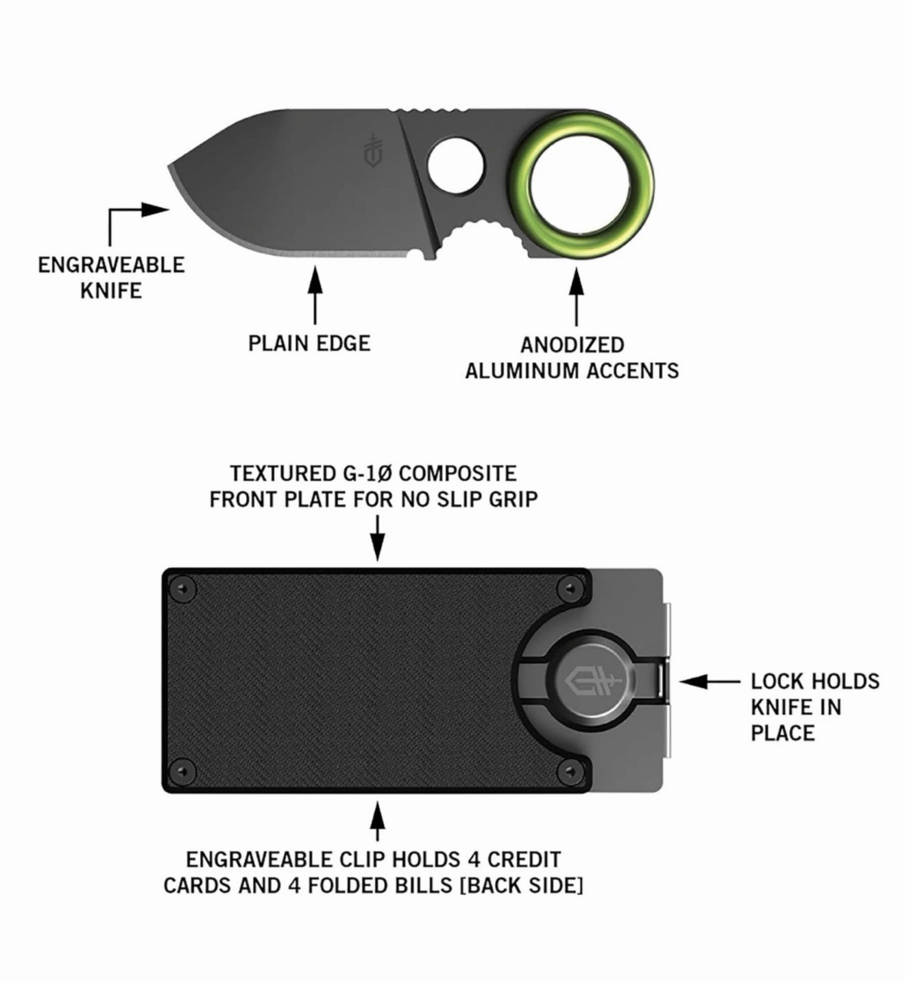 NEW Gerber Fixed Blade Knife & Money Clip Card Holder Great Groom/Best Man Gift!