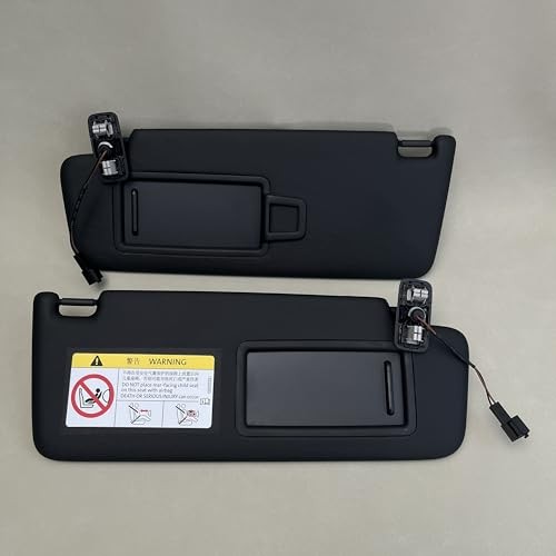 Black Front Sun Visor Panel with Makeup Mirror for VW Golf 7 MK7 Sunshield