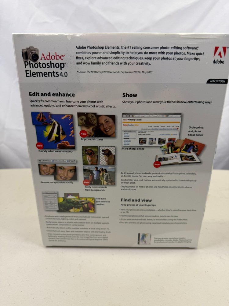 Adobe Photoshop Elements 4.0 New Sealed Software Macintosh Iphoto