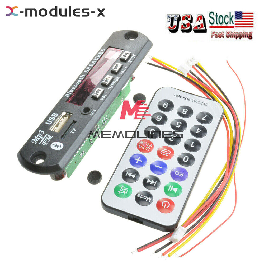 Wireless Bluetooth 12V MP3 WMA Decoder Module Audio Board USB TF Car Radio USA