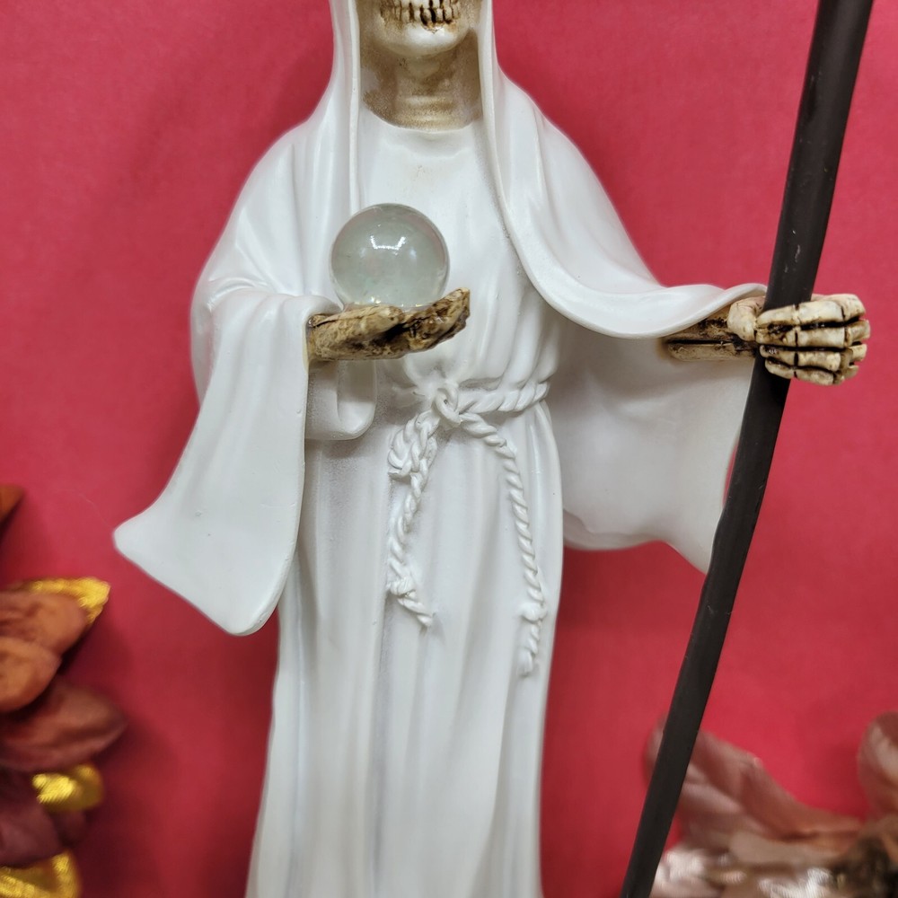 9" Santa Muerte White Statue