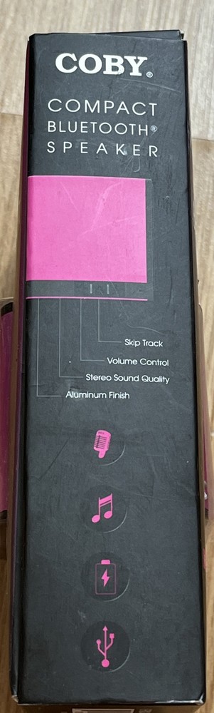 Coby compact bluetooth speaker. Color Is Pink. Condition New.