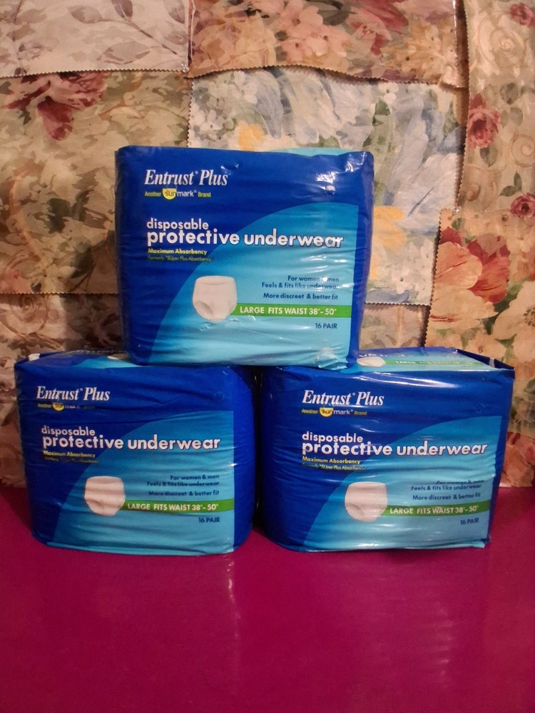 Entrust Plus Maximum Absorbency Disposable Underwear Large Soft 16 Pair Large