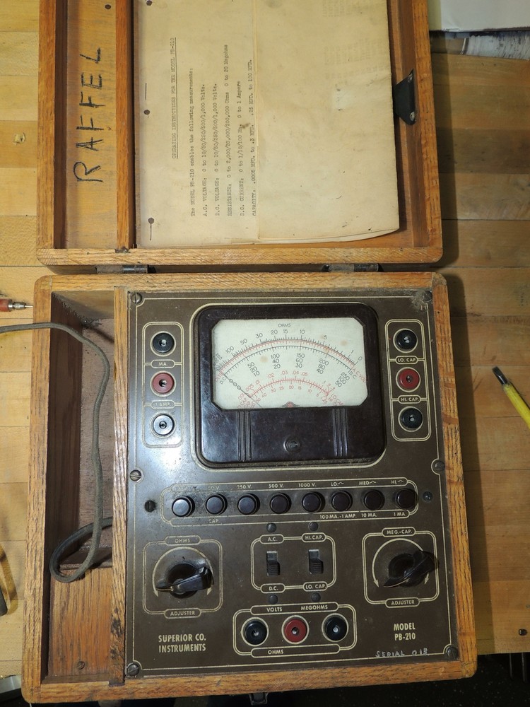 Superior Instruments PB-210 Voltmeter Multimeter in Wood Box