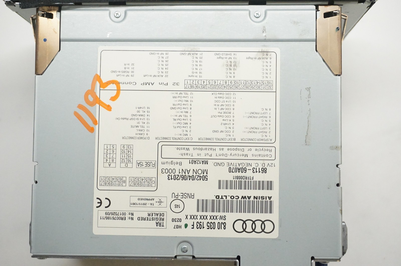 2010-2014 Audi TTS RNSE Audio Player 8J0035193F