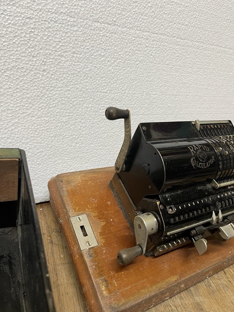 Vintage The Rapid Computer Co Adding Machine with Original Box, 1800s