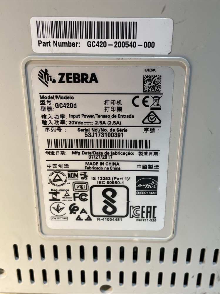 Zebra GC420D Direct Thermal Barcode Label Printer USB Serial Parallel 6x4