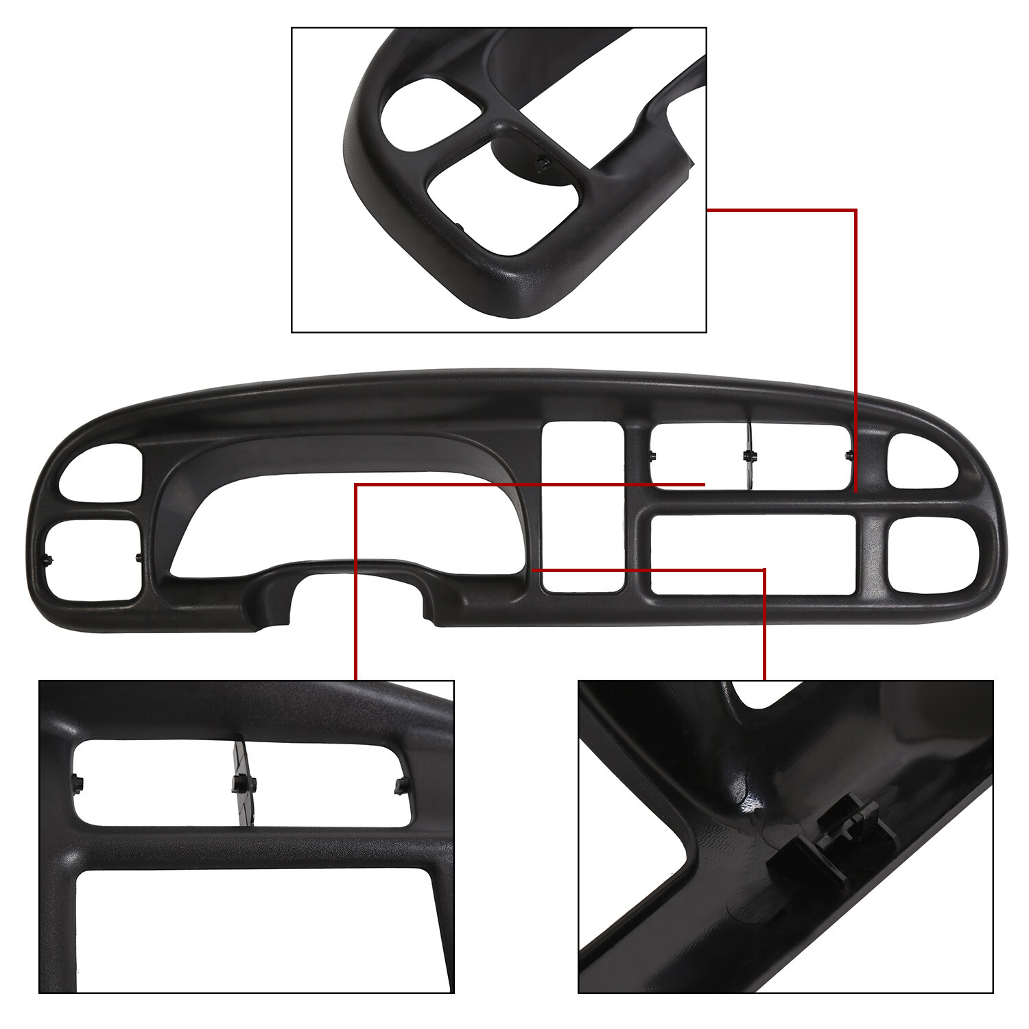 For 1998-2002 Dodge Ram Pickup ABS Dash Bezel & Dashboard Cover Overlay W/clips