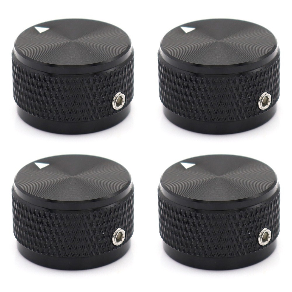 4Pcs Aluminium Alloy Electric Bass Guitar Knobs Volume Tone Control Knobs Black