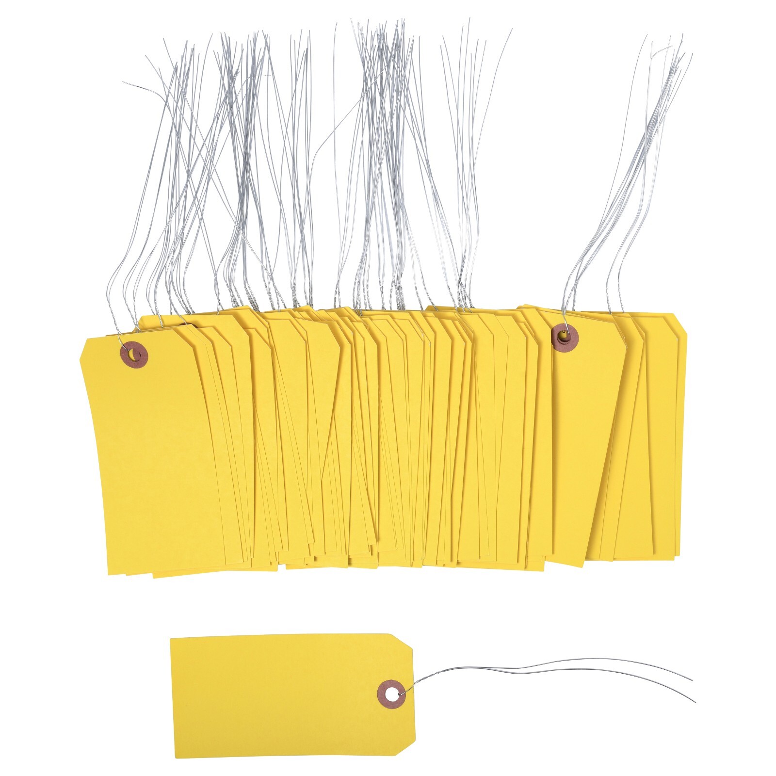 1000 pcs 4 3/4" x 2 3/8" Size 5 Yellow Cardstock Hang Tag Tags with Wire 13 Pt