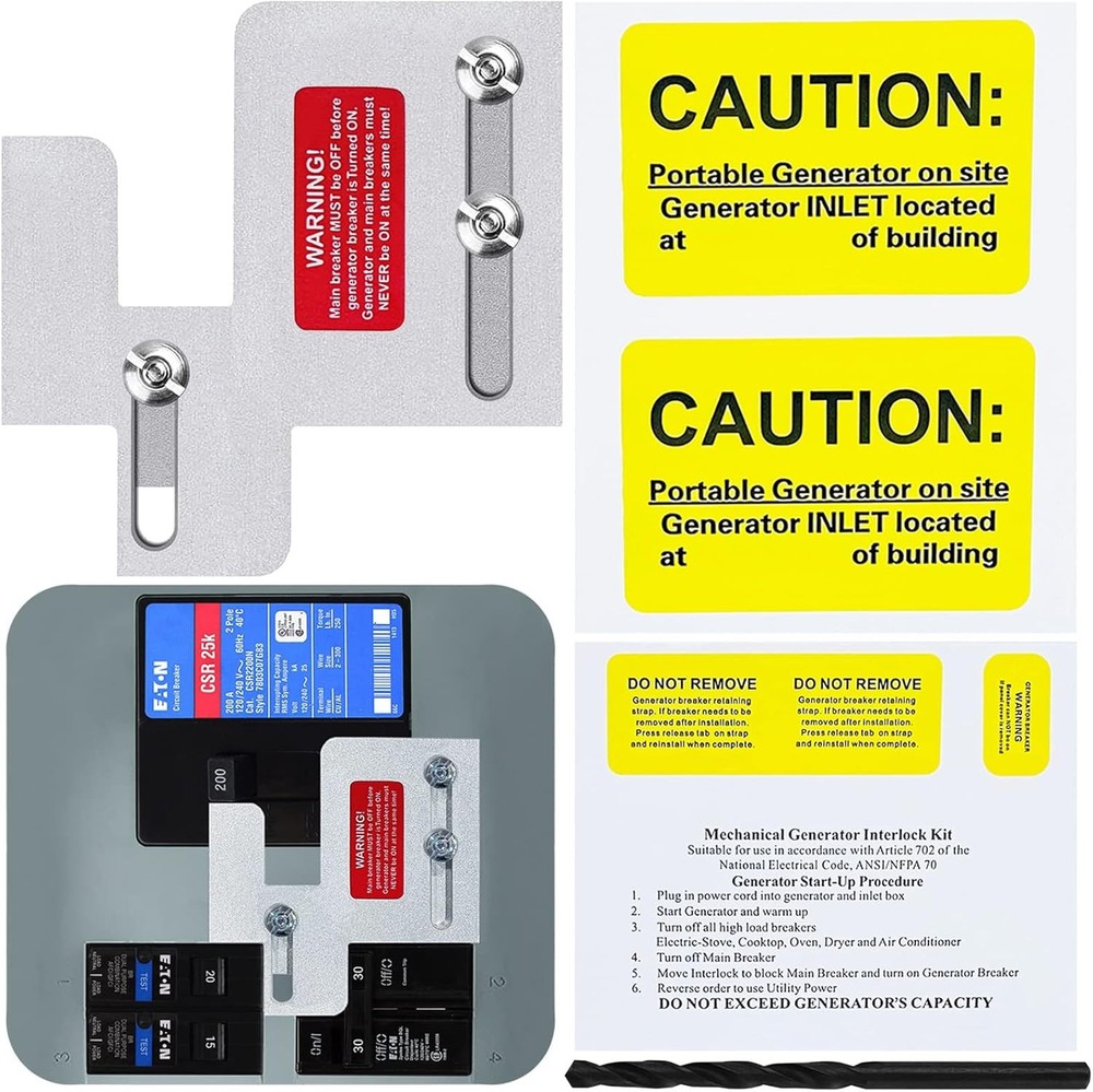 Generator Interlock Kit Compatible with Eaton Cutler Hammer silver grey black