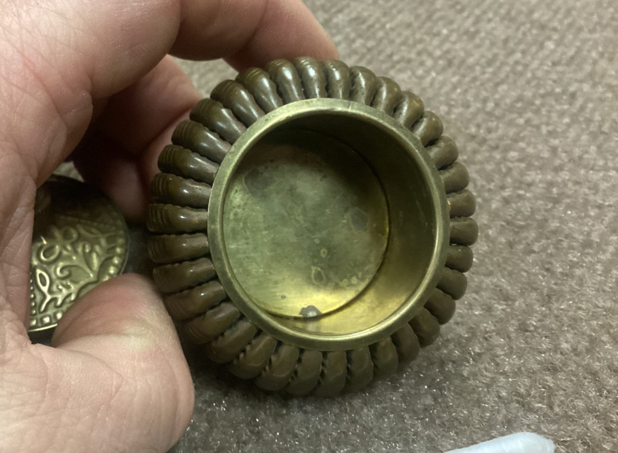 Vintage Bronze Incense Burner Container with Lid Thailand Intricate Design Small