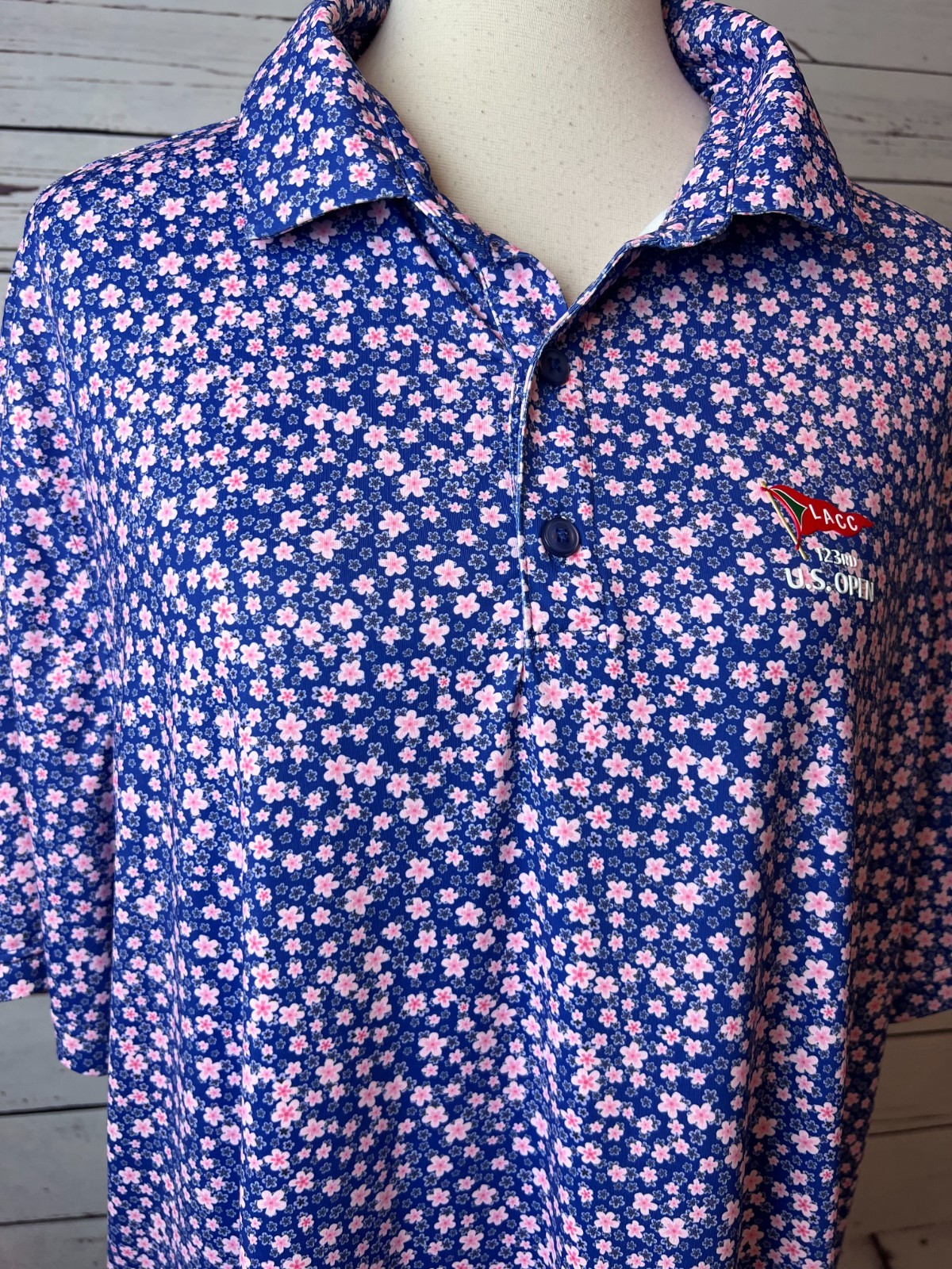 US Open LACC USGA 123rd Men's XL Purple Floral Golf Polo Shirt