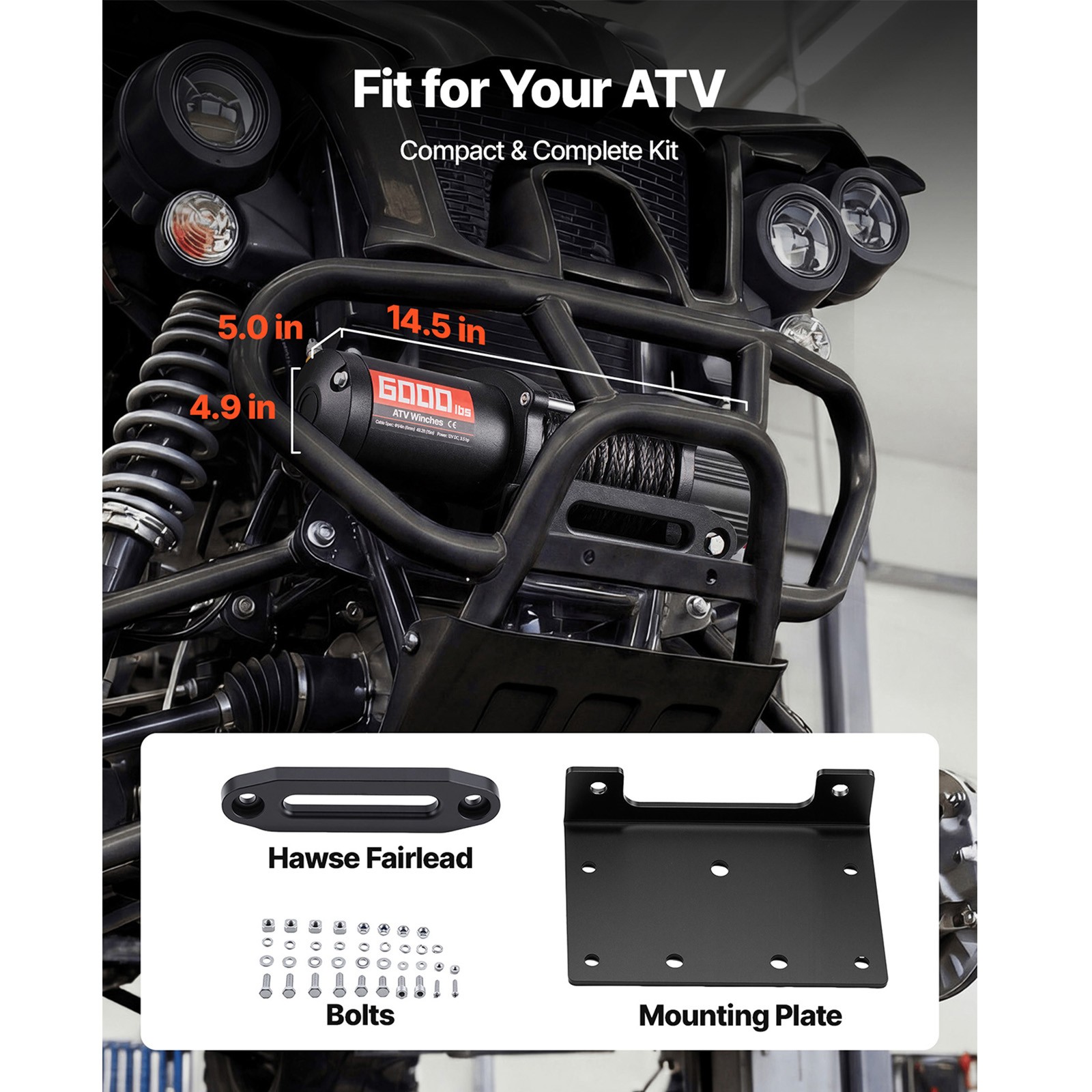 Uimoso 6000 lbs Electric Winch 12V with Synthetic Rope & Wireless Remote Control