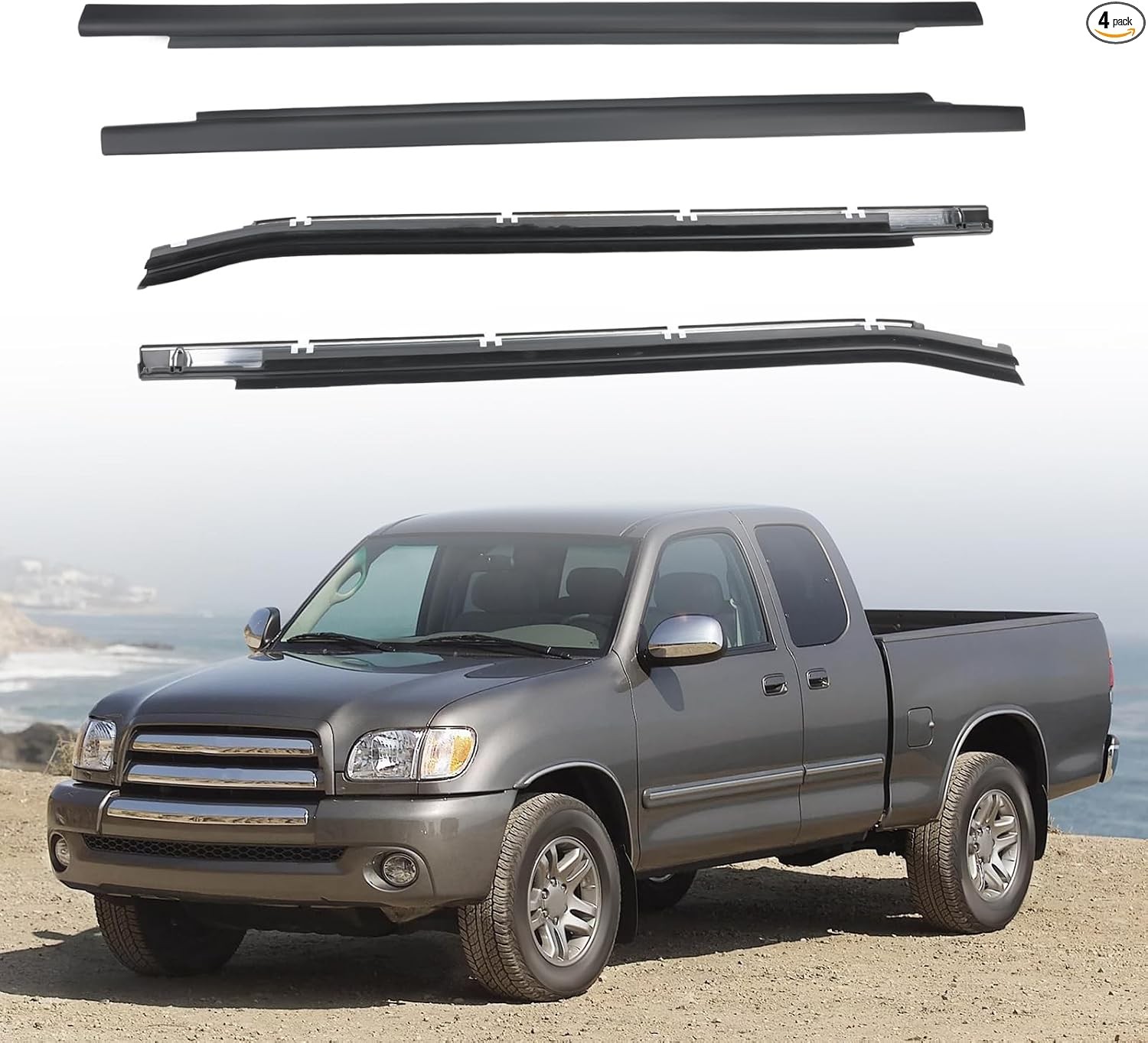 4PCS Door Window Moulding Weatherstrip Compatible with Tundra 2000-2006, Outer