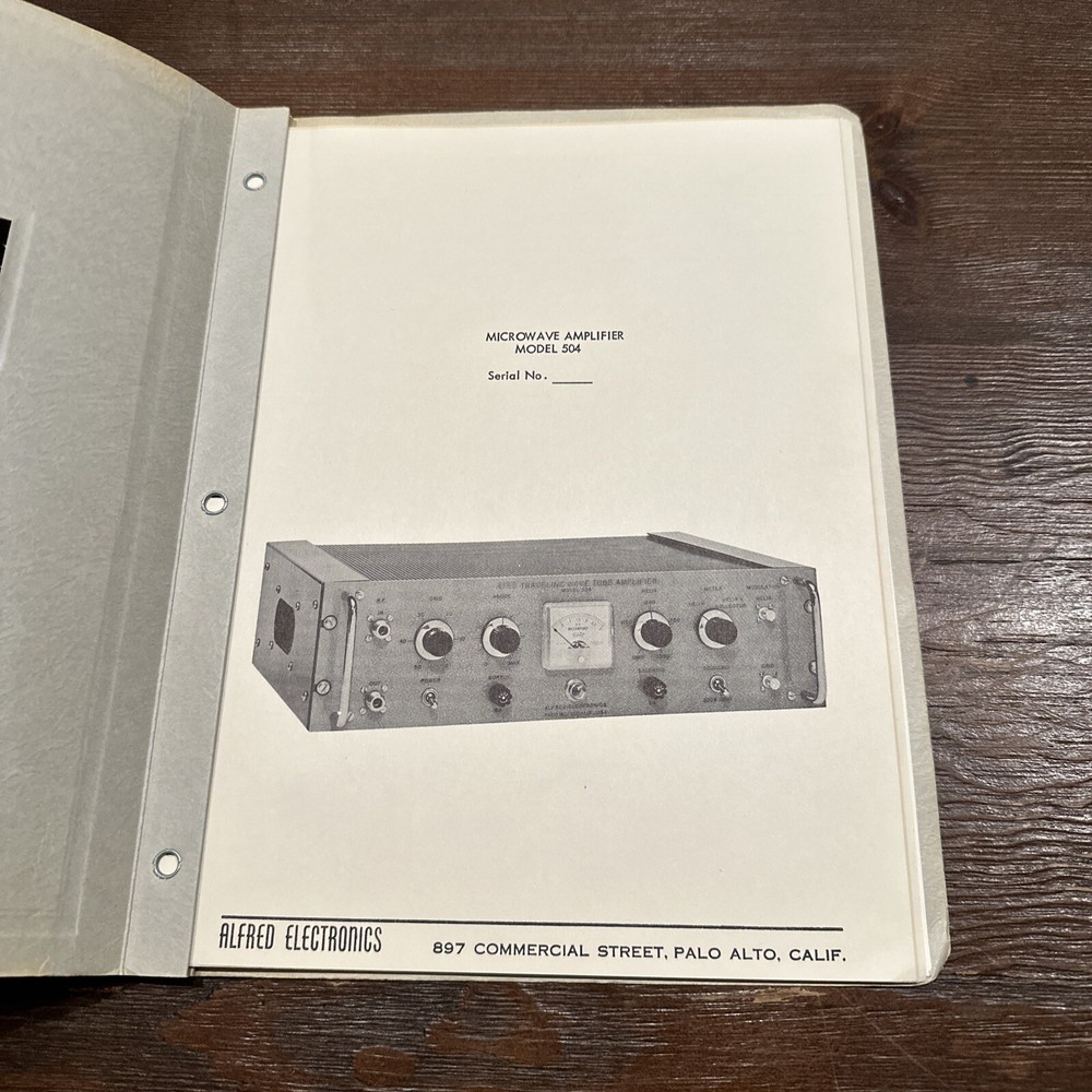 Alfred Electronics Model 504 Microwave Amplifier Instruction
