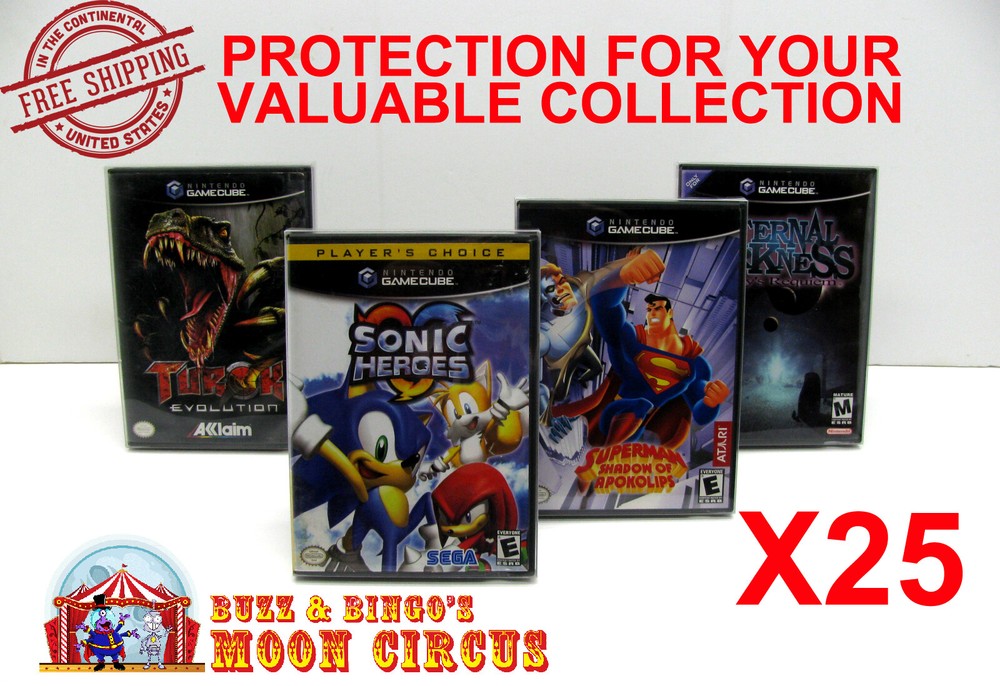 25X NINTENDO GAMECUBE CIB GAMES - CLEAR PLASTIC PROTECTIVE BOX PROTECTORS CASE