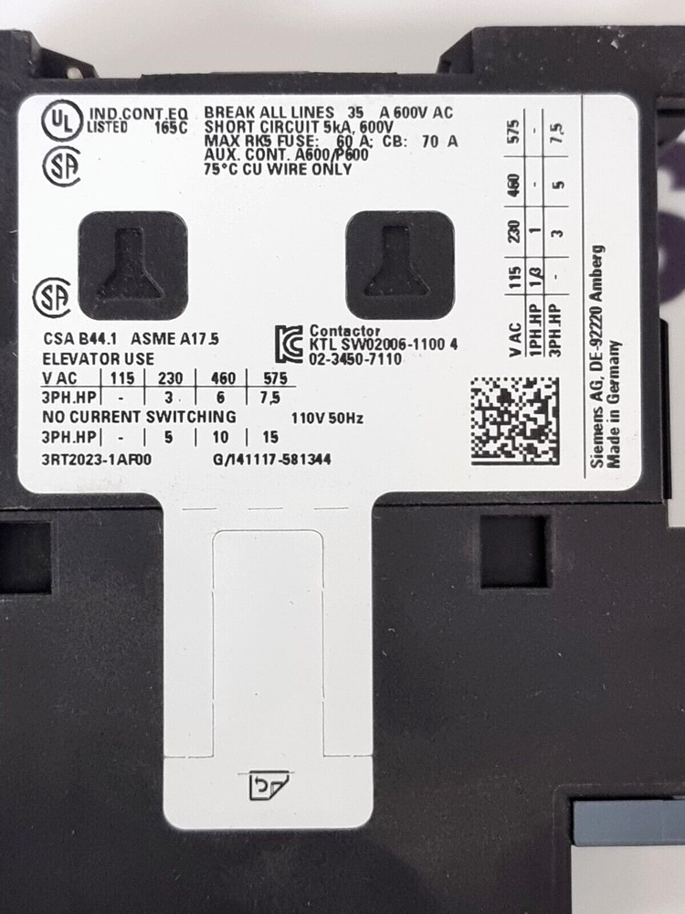 SIEMENS 3RT2023-1AF00 Contactor
