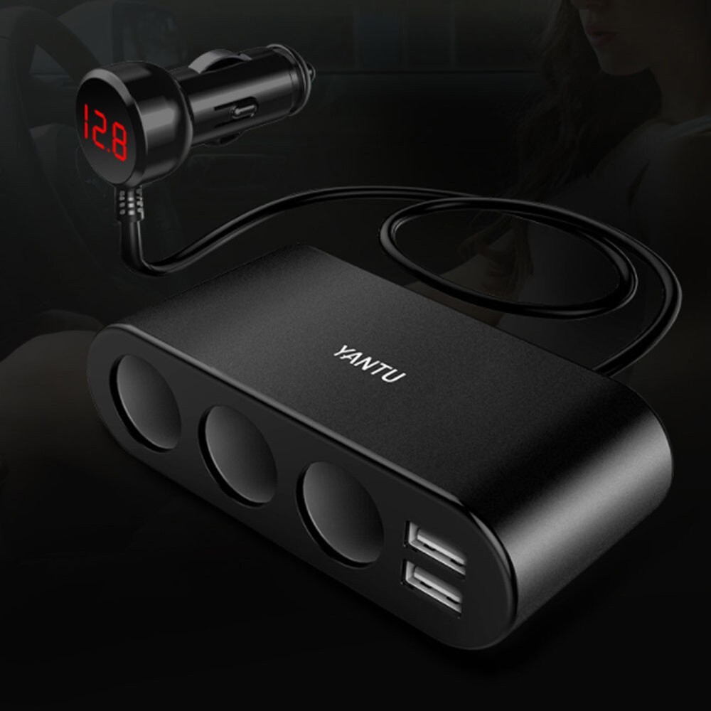 3 Way Car Cigarette Lighter Socket Splitter Dual USB Charger Power Adapter 12V