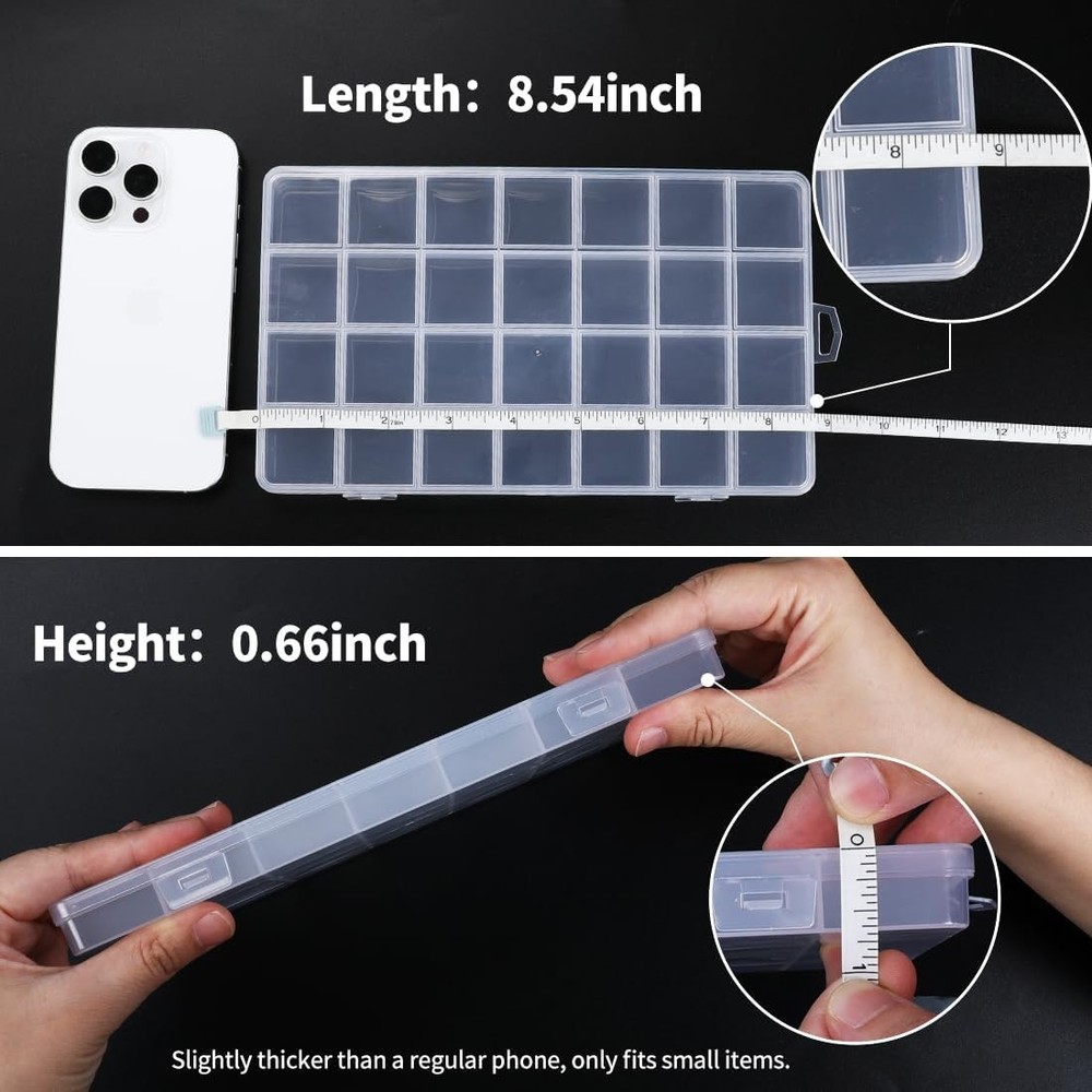 28 Grids Plastic Bead Organizer Box, Organizer Container Storage Box, Divider...