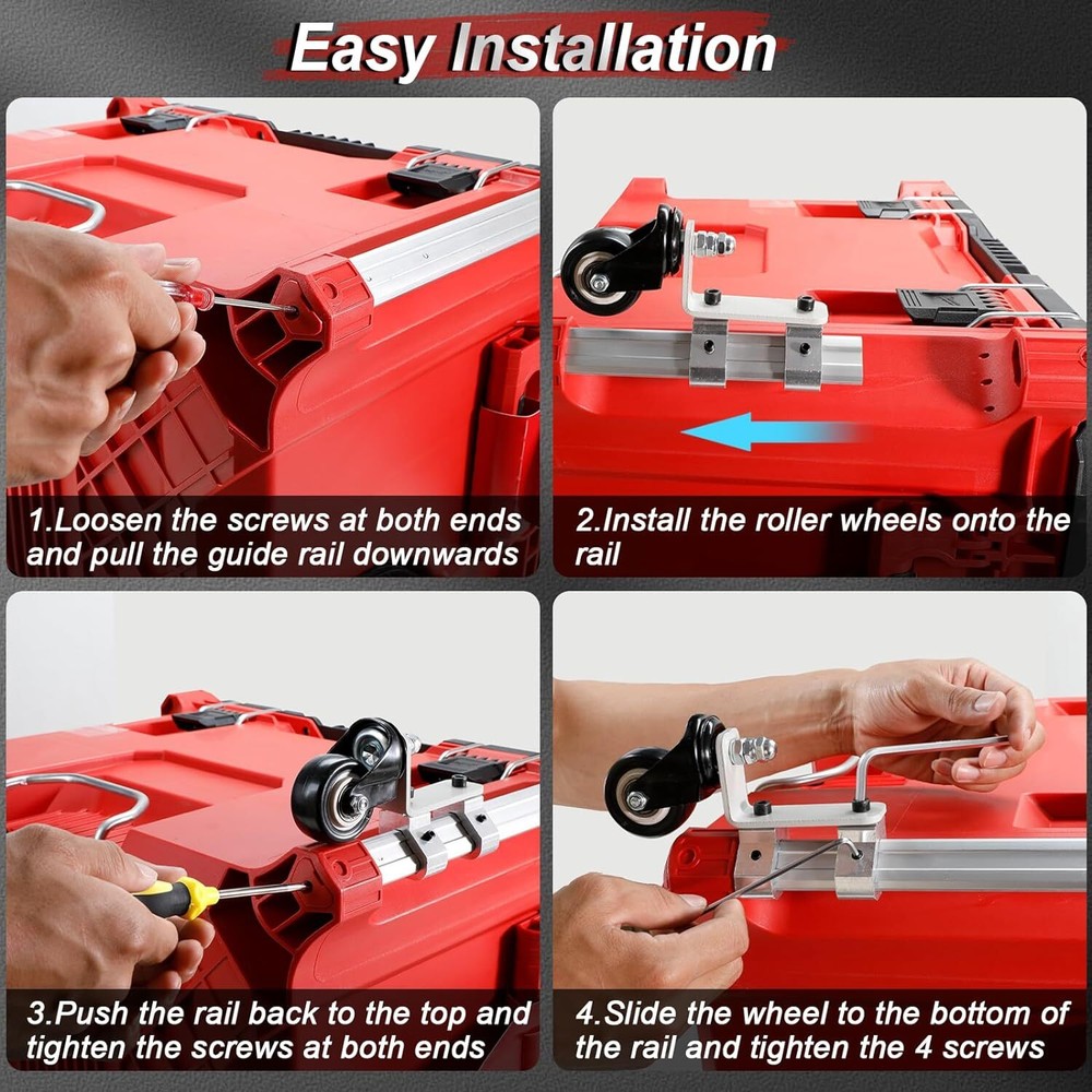 Metal Casters for Milwaukee Packout Rolling Tool Box
