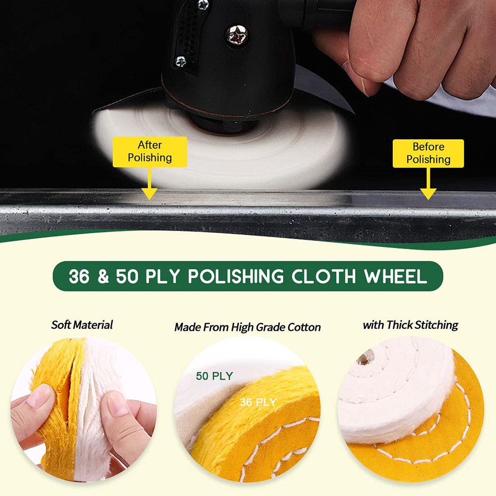 8Pcs 4inch Buffing Polishing Wheel Kit Includes Polishing Compounds, Buffer Whee