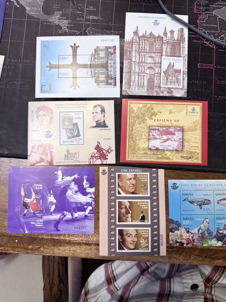 Spanish stamps 7 random mini sheets