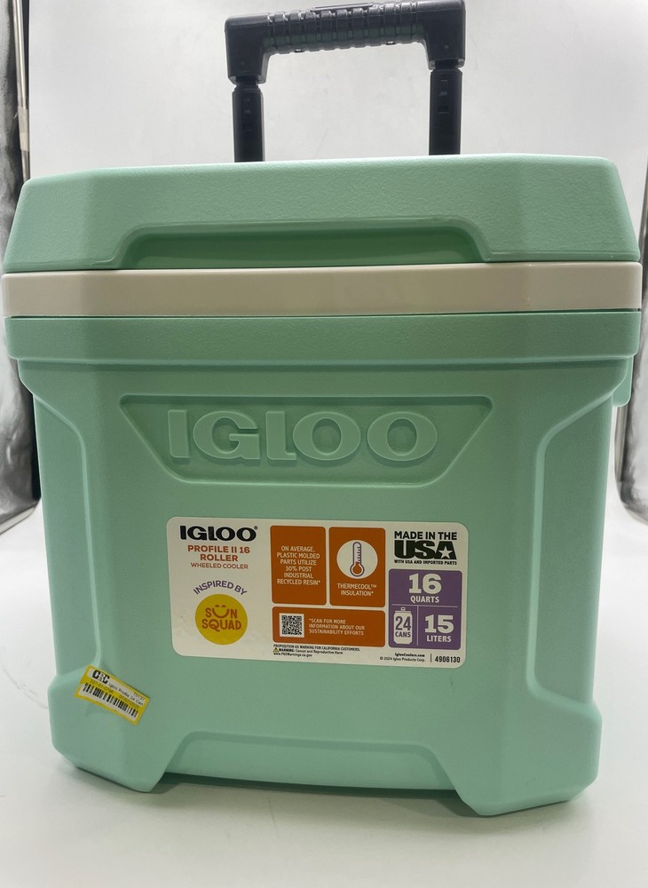 IGLOO PROFILE 24 CANS/16QT ROLLING COOLER - SEAFOAM - Scratch & Dent