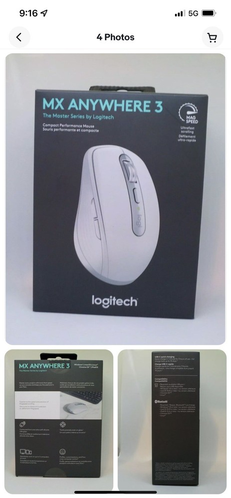 New Logitech - MX Anywhere 3 Compact Performance Mouse (Gray)