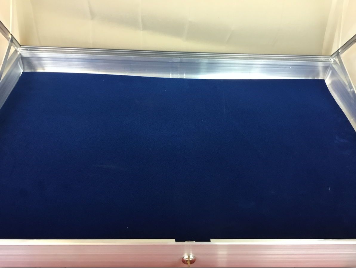 Aluminum Display Case Side Opening 22 x 34x31/4 Knives Cards Gun with BLUE LINER