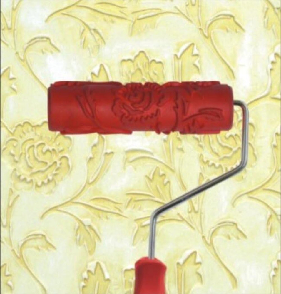 BUUEERR 7" DIY Patterned Paint Roller Decorative Rubber Roller with Plastic Hand