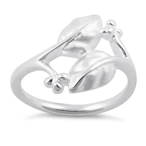 925 Sterling Silver Magnolia Leaf Branch Ring