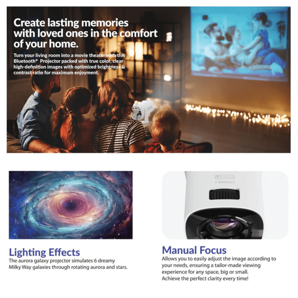 Supersonic Smart WiFi Streaming Projector with Bluetooth and Lighting Effects