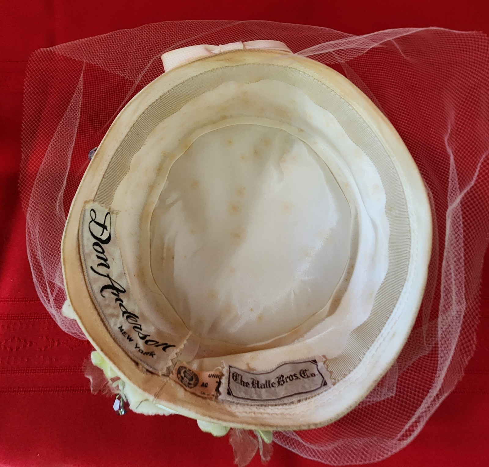 Vtg Don Anderson New York Halle Bros Union Made Woman Pillbox Floral Hat Netting