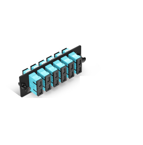 Fiber Adapter Panel with 6 SC Duplex OM3/OM4 Multimode Adapters (Aqua) - 8924516