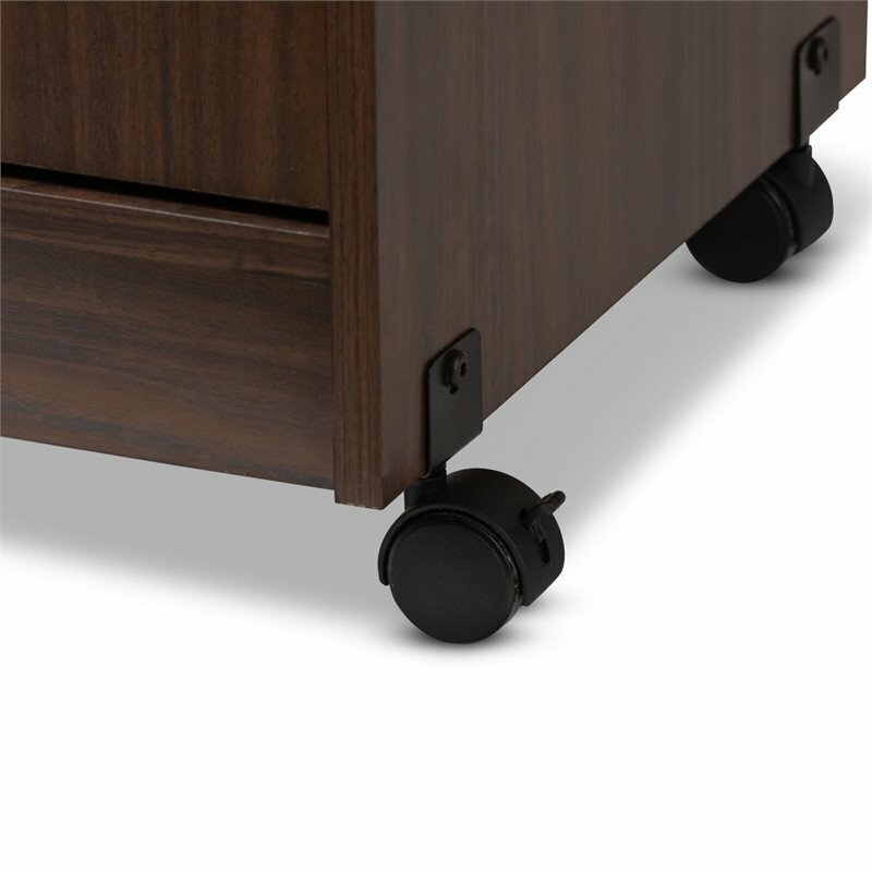 Baxton Studio Tannis Microwave Stand in Dark Walnut Brown