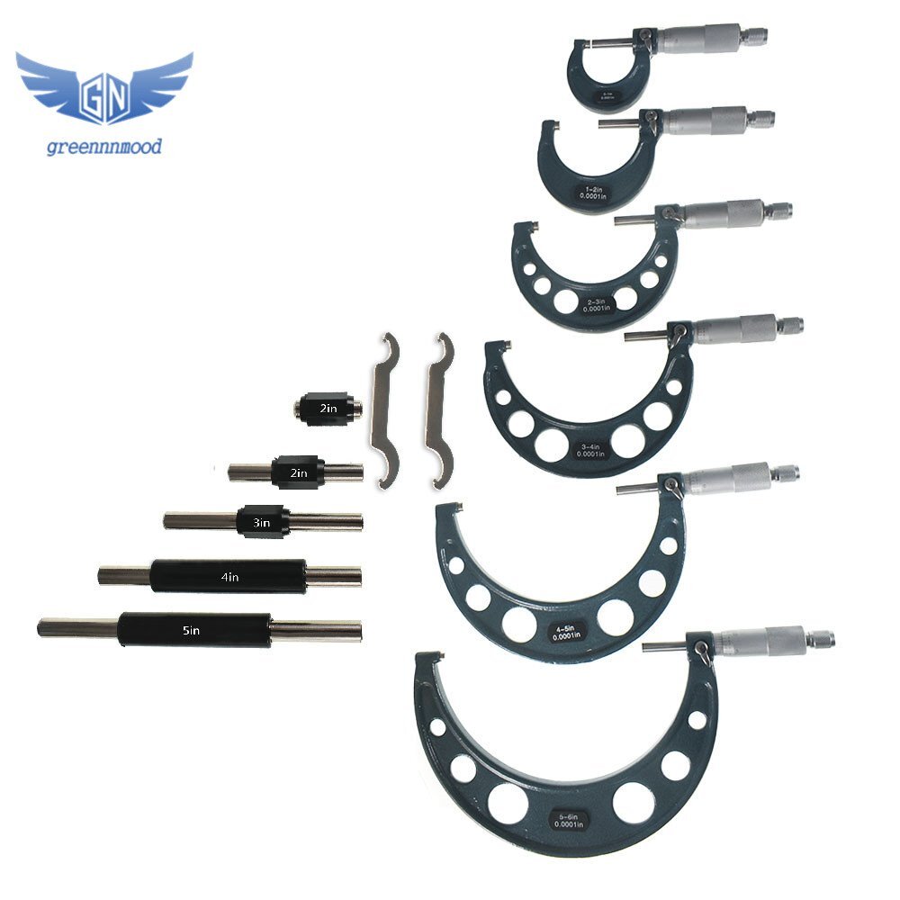 6Pcs 0-6" Precision Outside Micrometer Set 0.0001" Carbide Standards Set