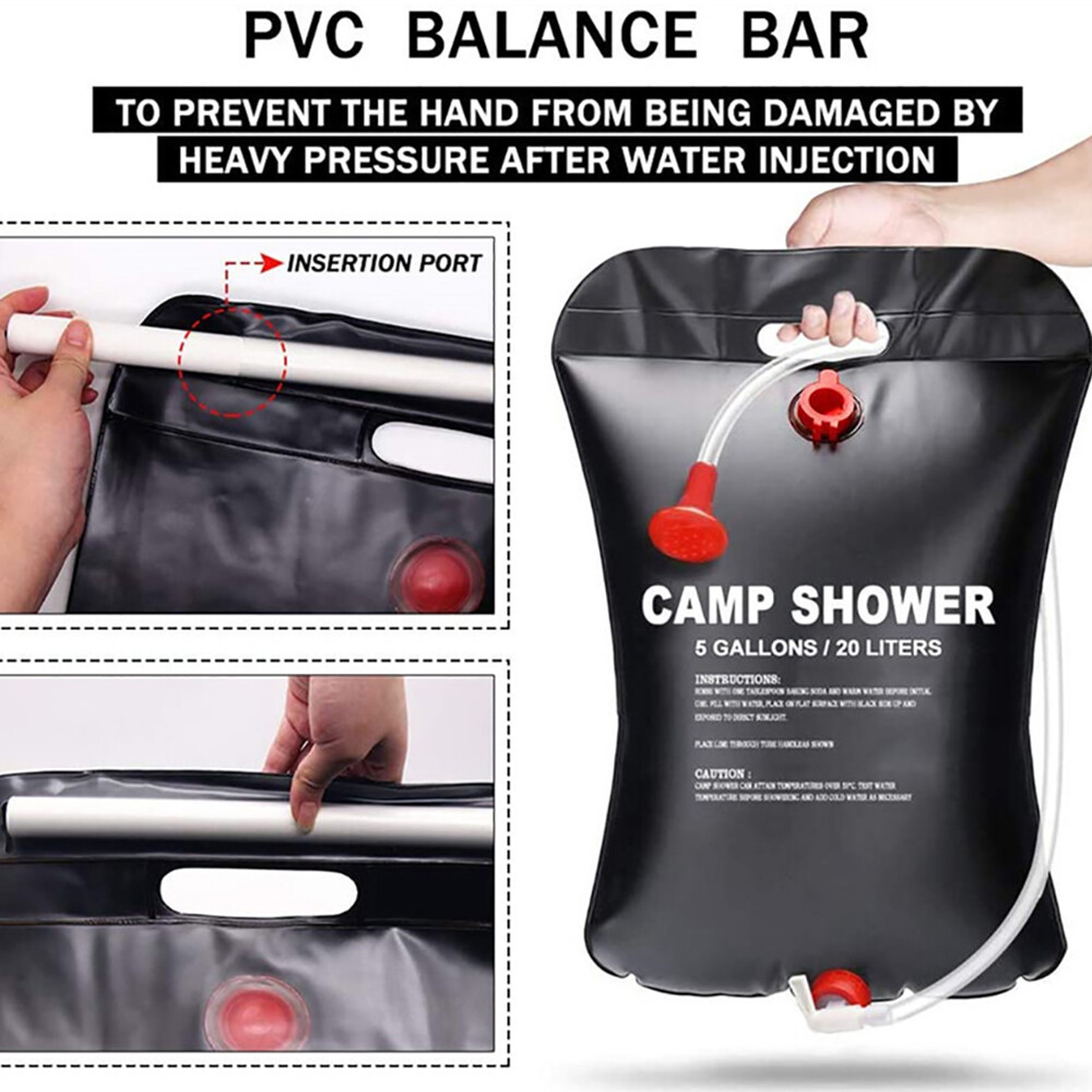 20L Water Bags Outdoor Camping Shower Bag Solar Heating Portable Folding Hiking