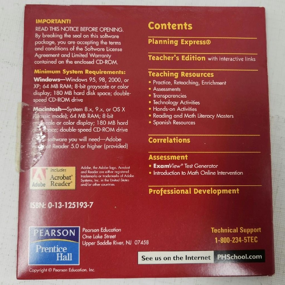 Prentice Hall Teacher Express Sampler Mathematics Course 3 CD-ROM